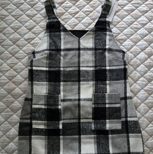 Plaid Overall Dress Women Size L